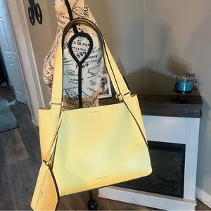 Calvin Klein Soft Yellow Shoulder Bag w/Detachable Coin Purse EUC